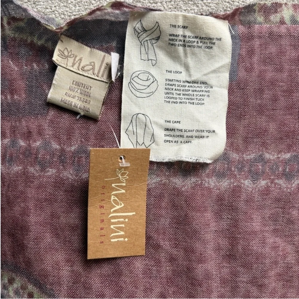 Nalini Originals 100% Wool Oversized Scarf Wrap Shawl NWT Floral Paisley